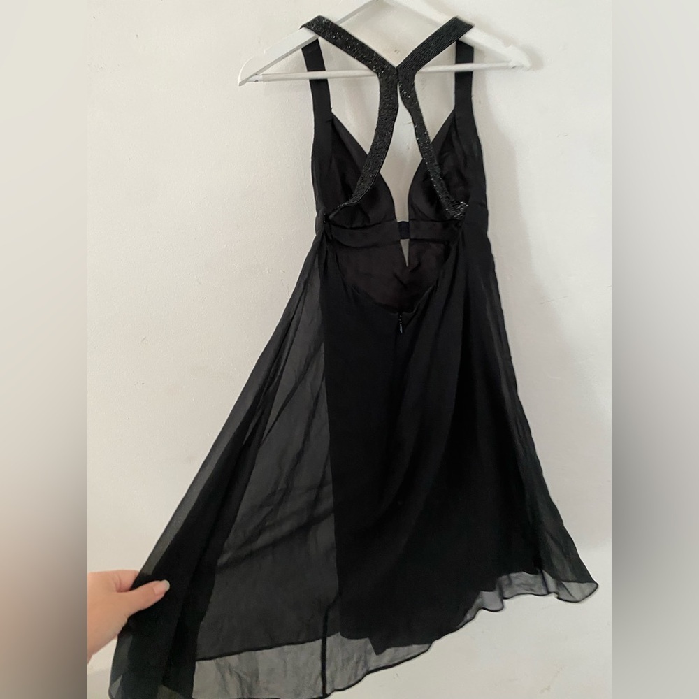 Cache y2k vintage Black Backless sequins Crisscross Midi Dress silk - Picture 9 of 10
